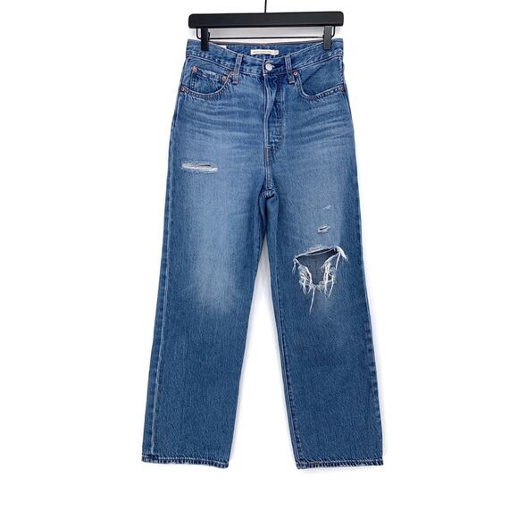 LEVI'S Premium Ribcage Straight Ankle Jean Blue Denim 27 - Picture 1 of 11